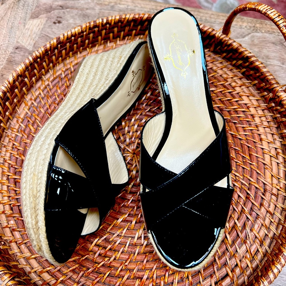 GUC black patent slides by Footcandy